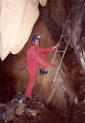 Ed Berry climbing Stroomwater ladder[Smoser]